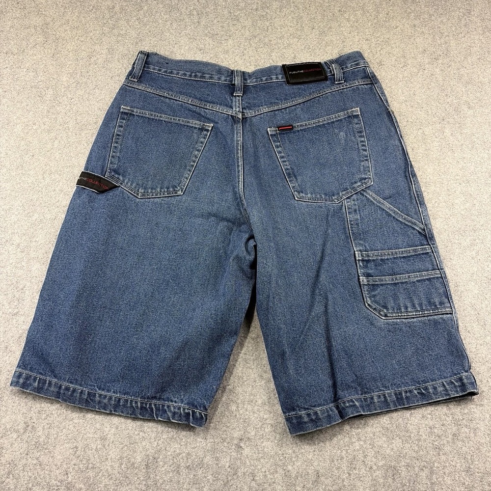 Vintage Fubu Collection Carpenter Jean Shorts Jorts 38 Blue Baggy Skater Y2K